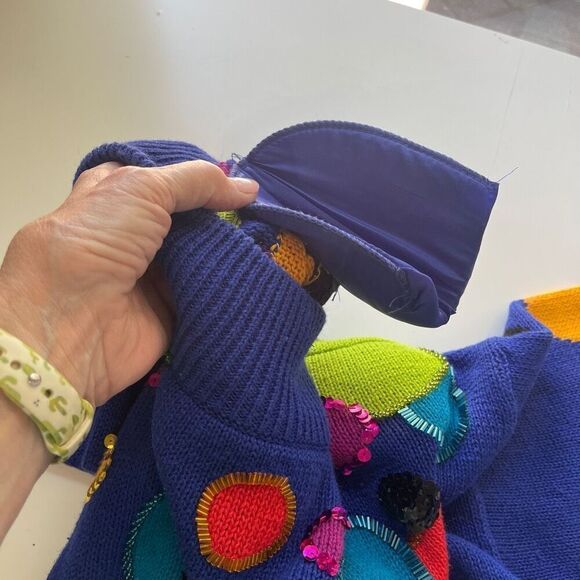 I. B. Diffusion Women's Vintage Rib Knit Sequin Embellished Sweater Blue Medium - Picture 9 of 9